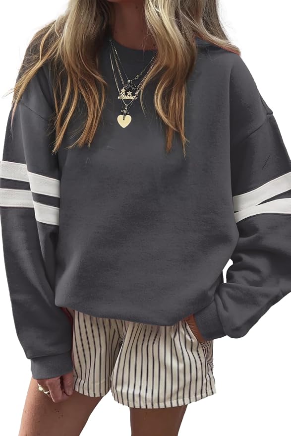 Striped arm fleece - Gray