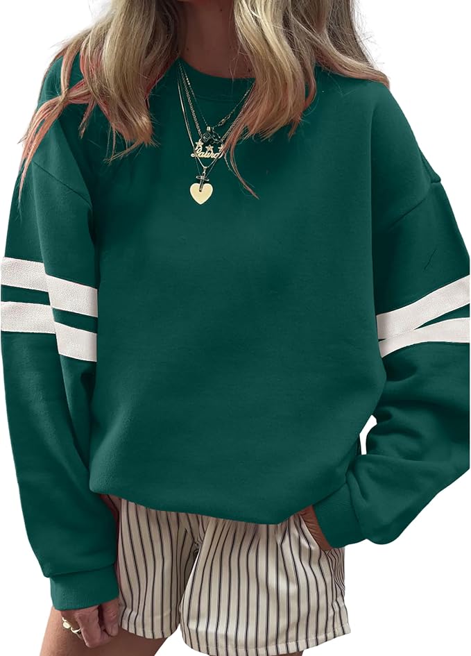 Striped arm fleece - Forest Green
