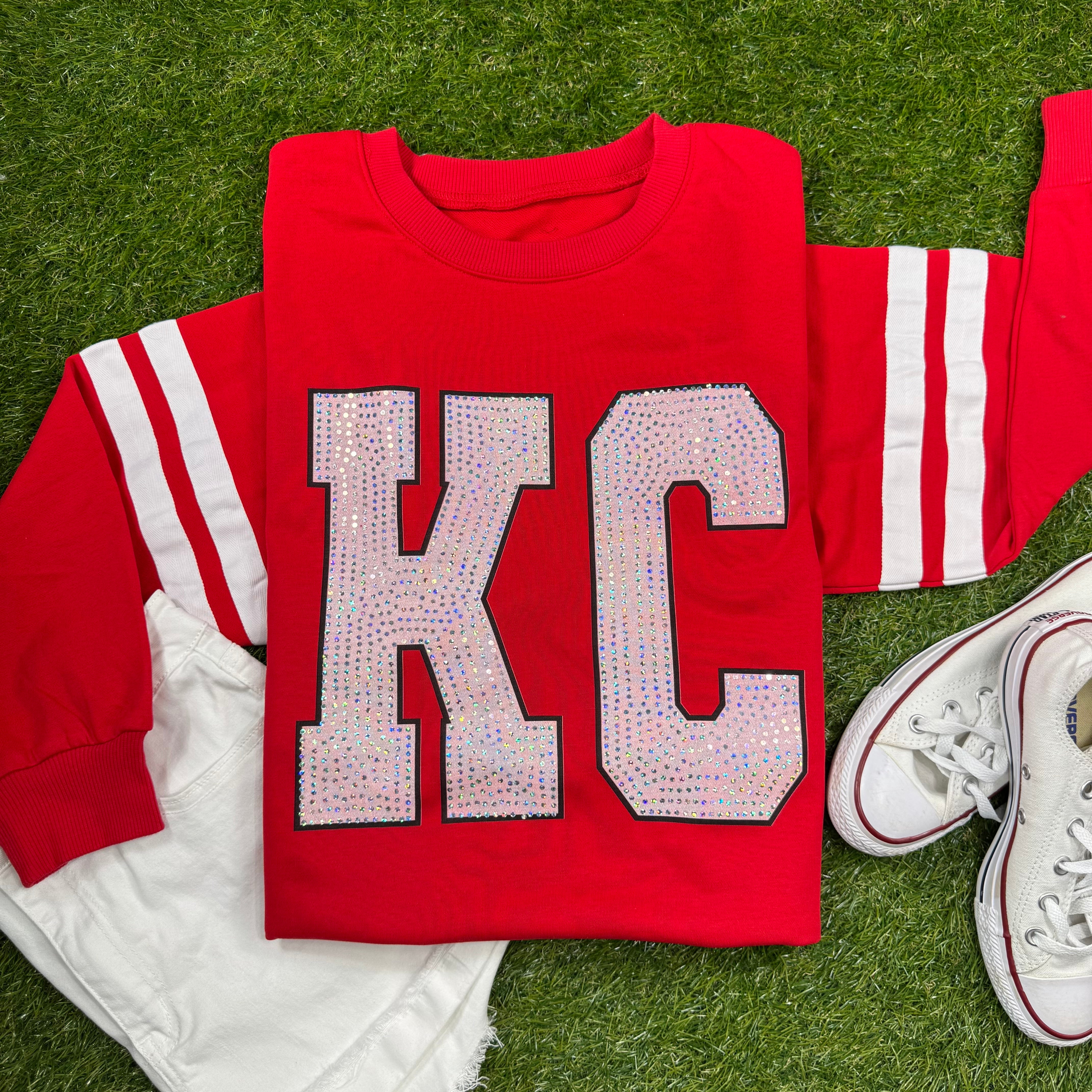 Spangle varsity fleece - KC red