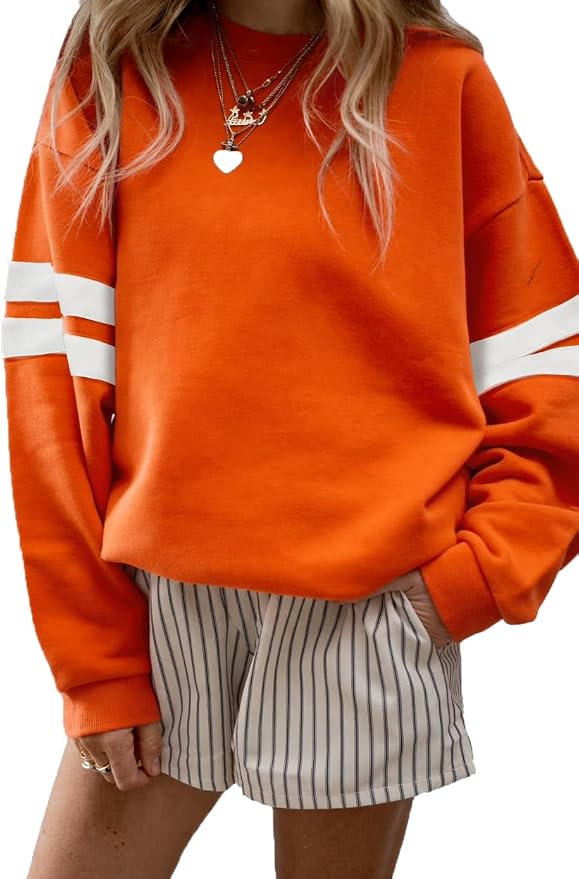 Striped arm fleece - Orange