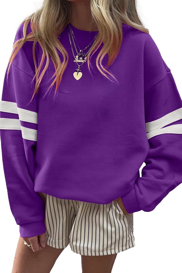 Striped arm fleece - Purple