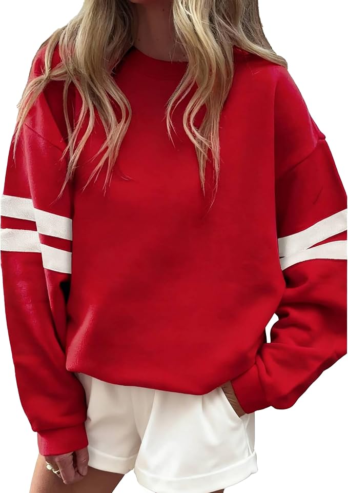 Striped arm fleece - Red
