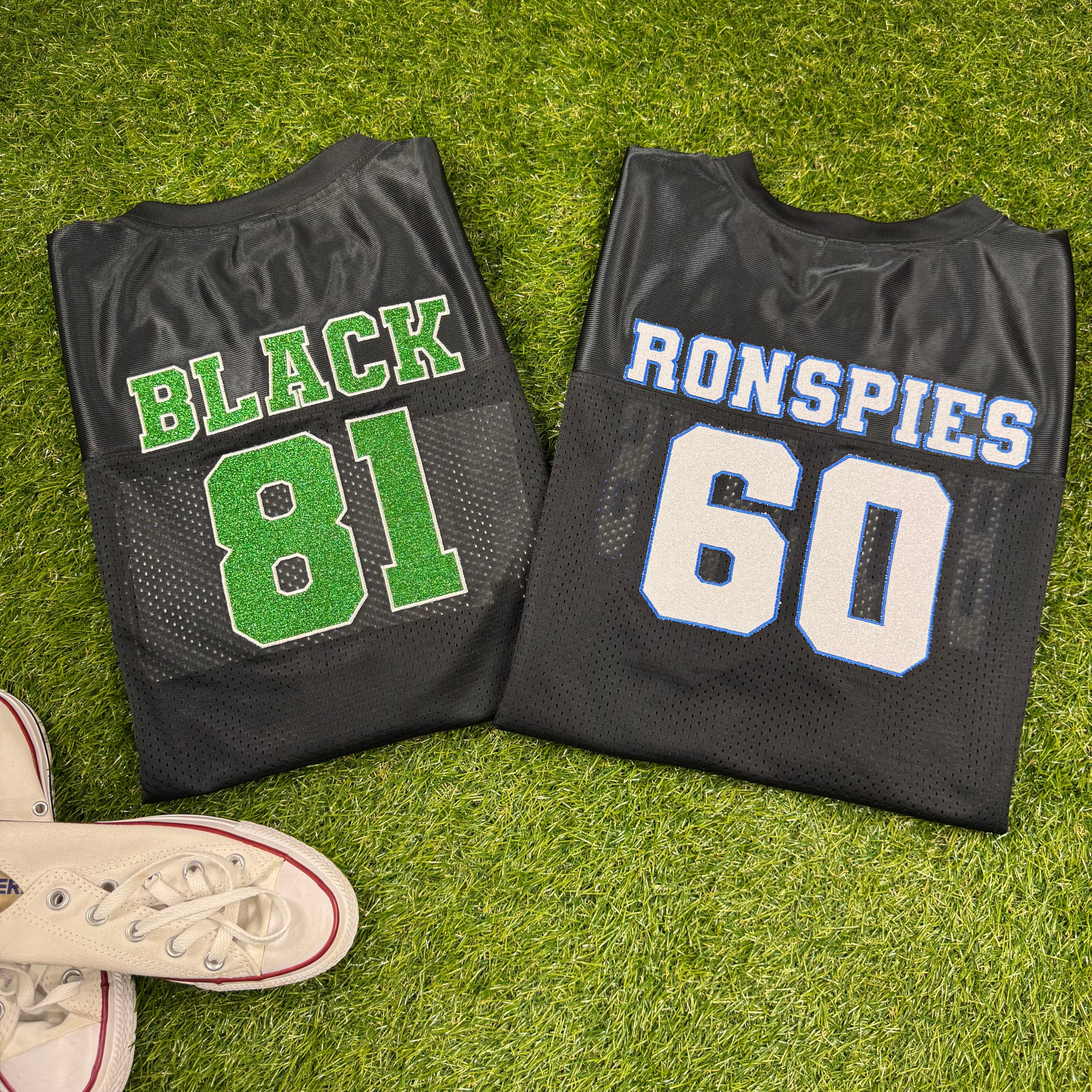 Custom Glitter Embroidery Football Jersey - back