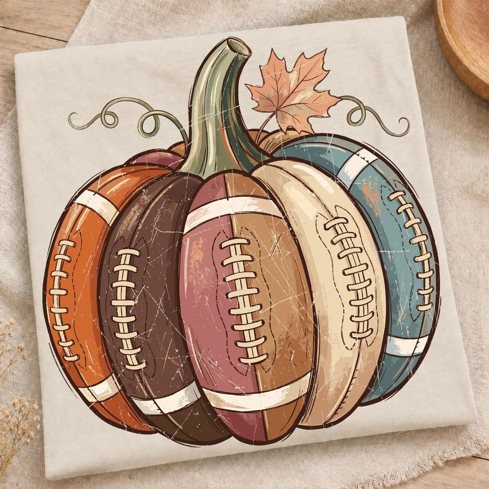 Football pumpkin stitched tee
