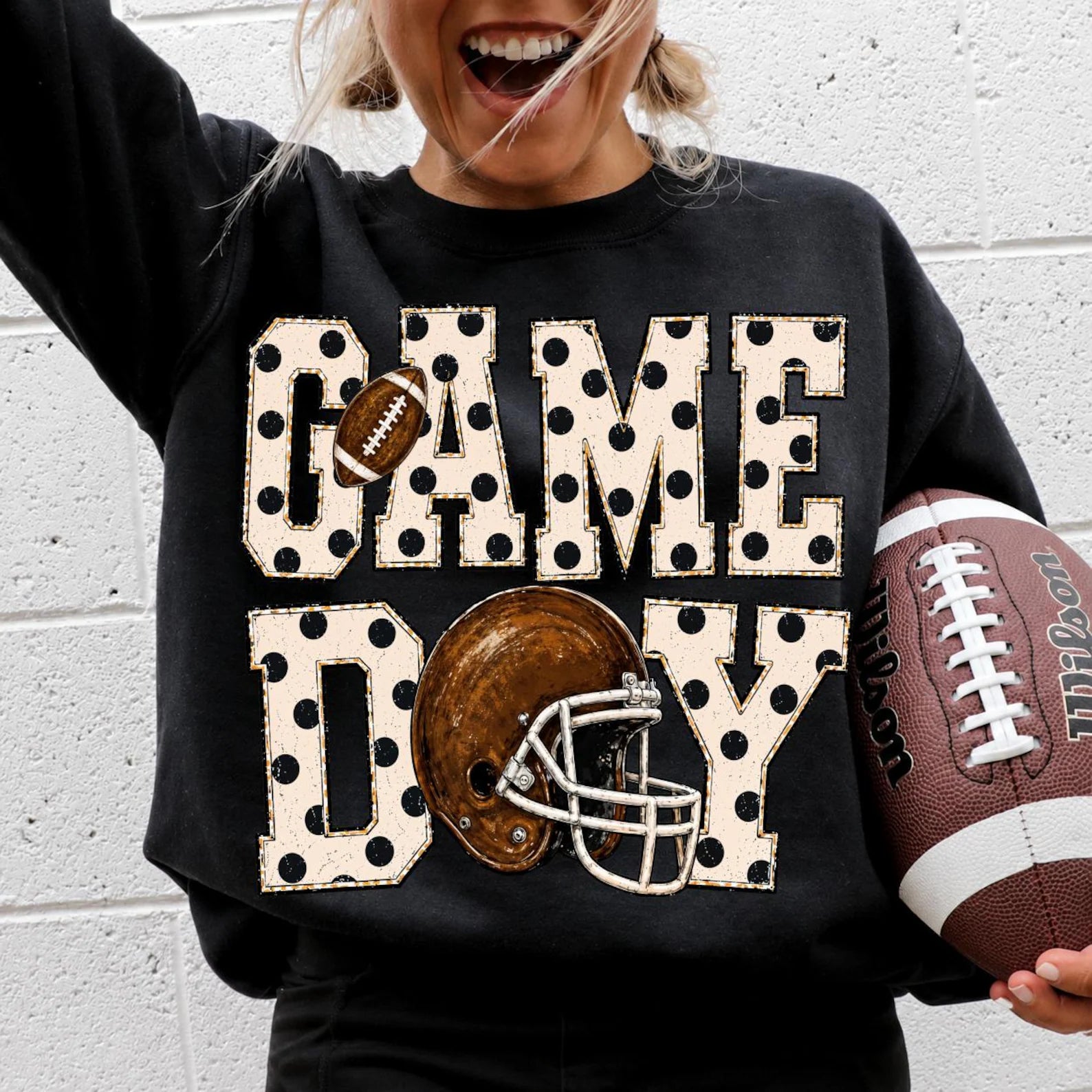Game Day Football Helmet Polka Dot