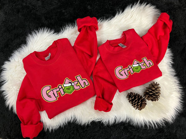 Grinch Christmas Gold Red Fleece