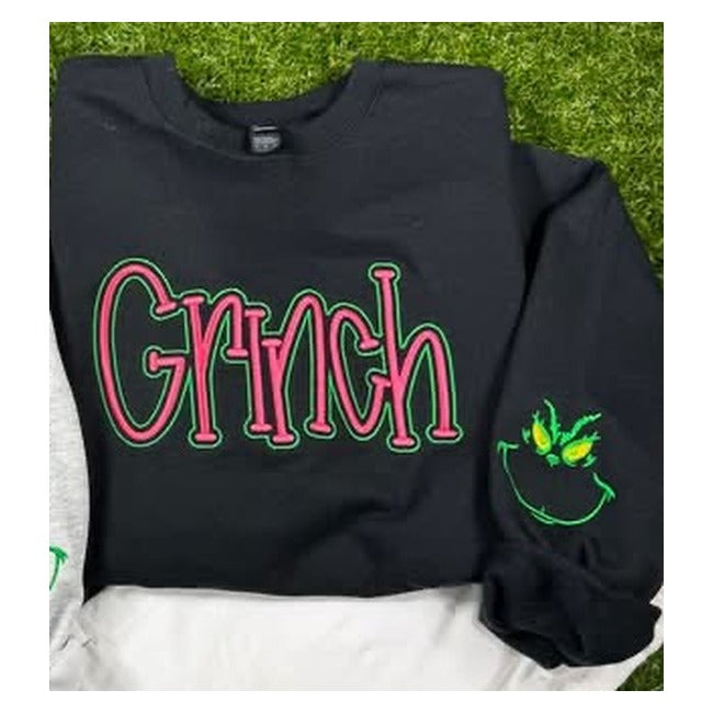 Black Grinch fleece sleeve view