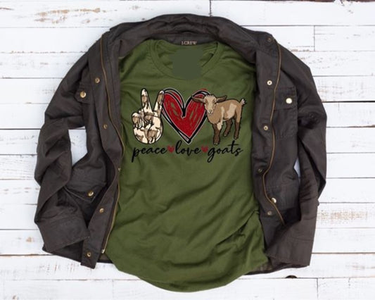 Peace Love Goats Short Sleeve Tultex or Gildan