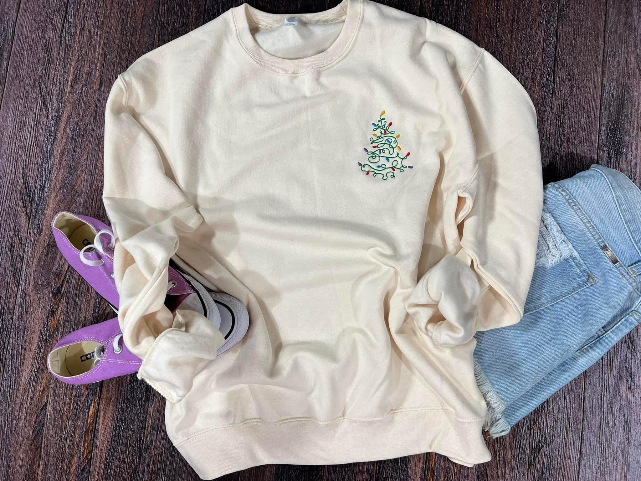 Christmas Light Tree Embroidered Fleece