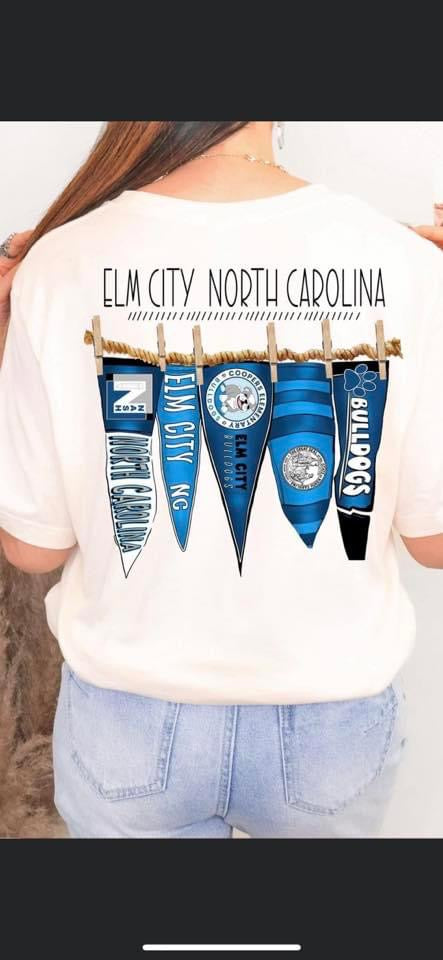 Elm City North Carolina Pennant Flags Comfort Colors Back Print Only