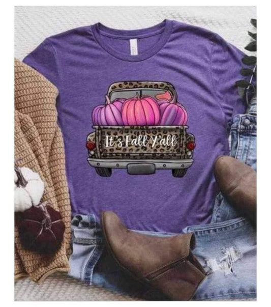 It’s Fall Y’all Pink Pumpkin Truck Short Sleeve