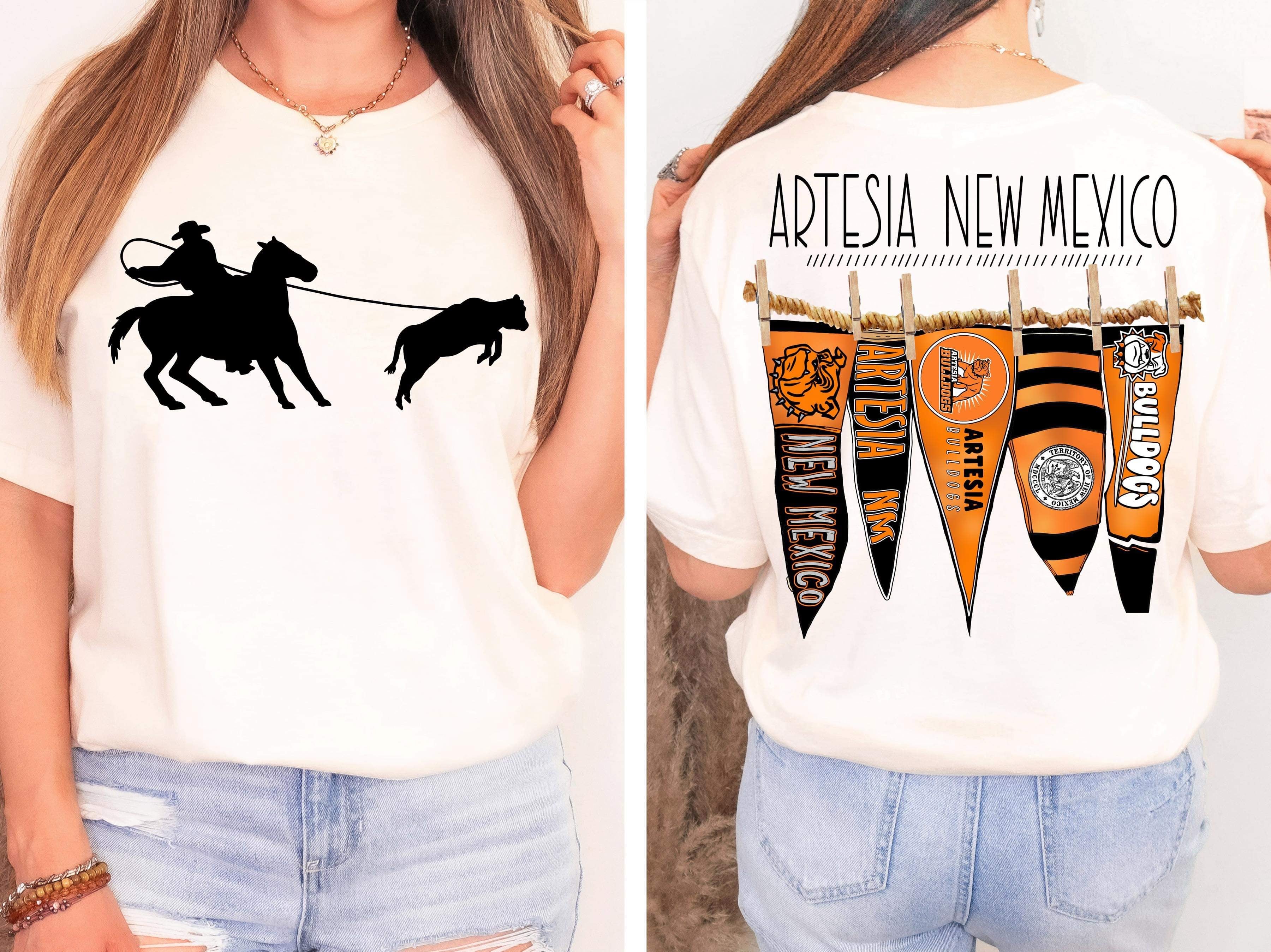 Artesia New Mexico Rodeo Pennant Flags Short Sleeve