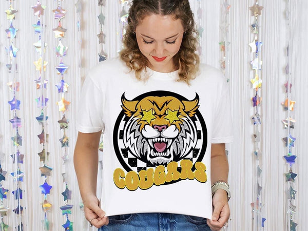 Cougars Gold Mascot Short Sleeve