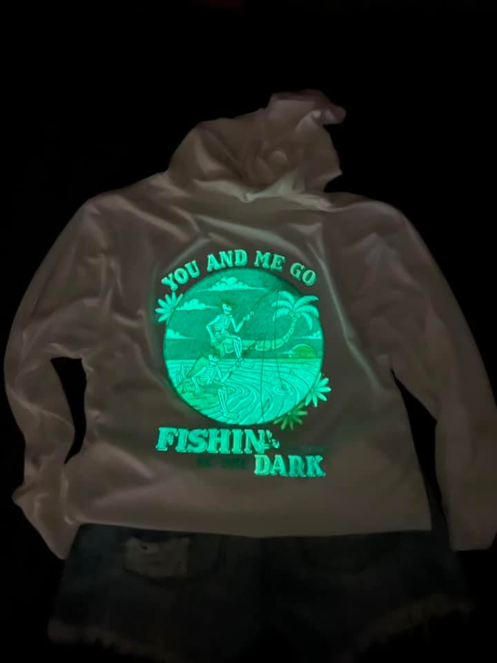Fishing In The Dark Glow In The Dark Hooded Dryfit TEe