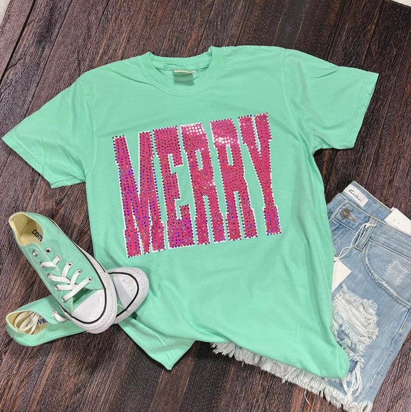 Merry Pink Spangle Comfort Colors Long Sleeve