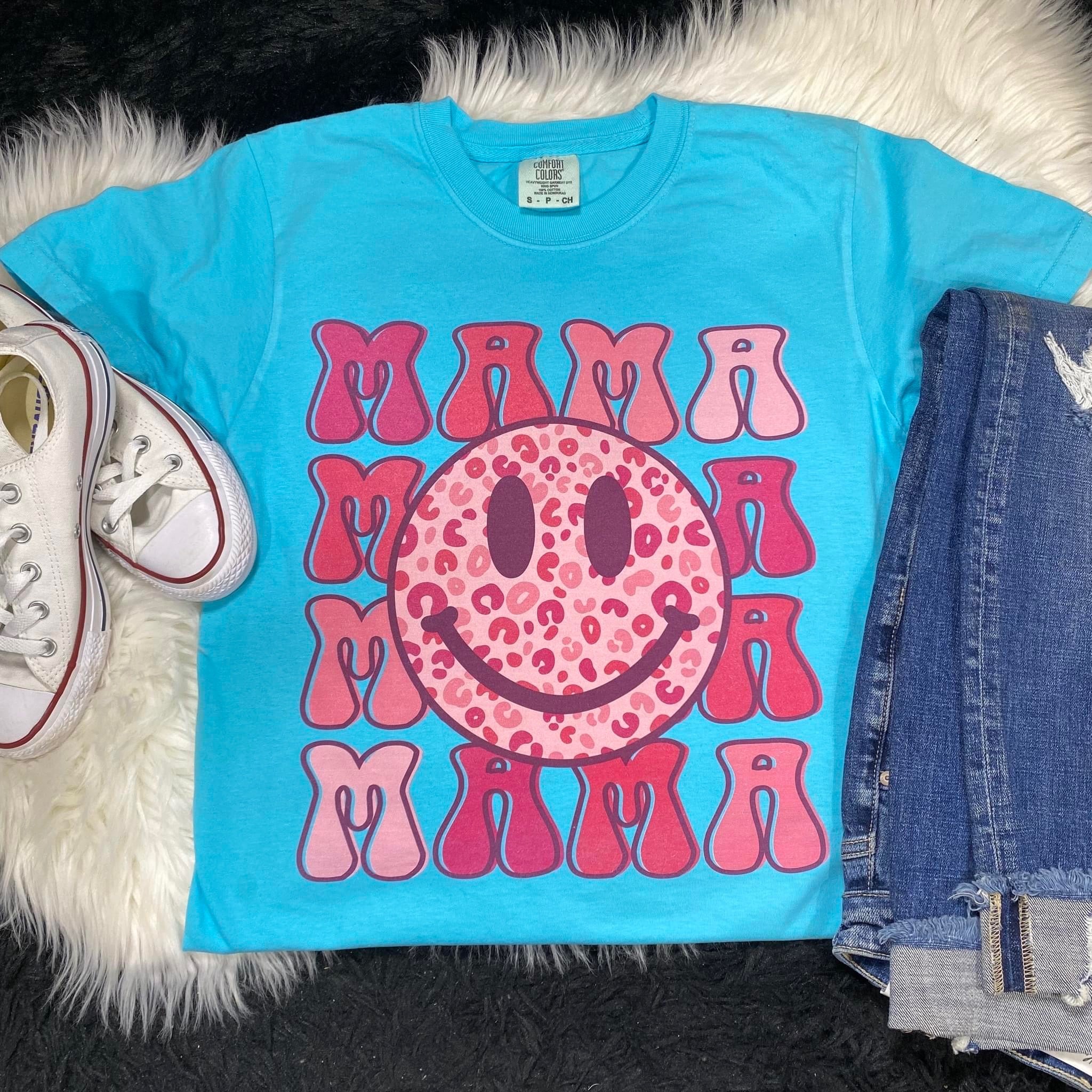 Mama Stacked Smiley Comfort Colors