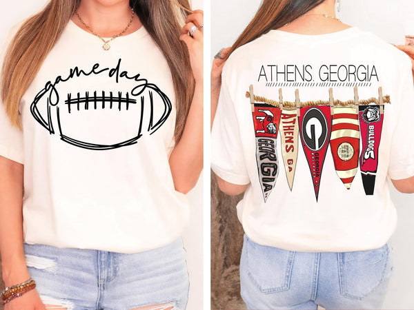 Game Day Athens Georgia Flags Short Sleeve