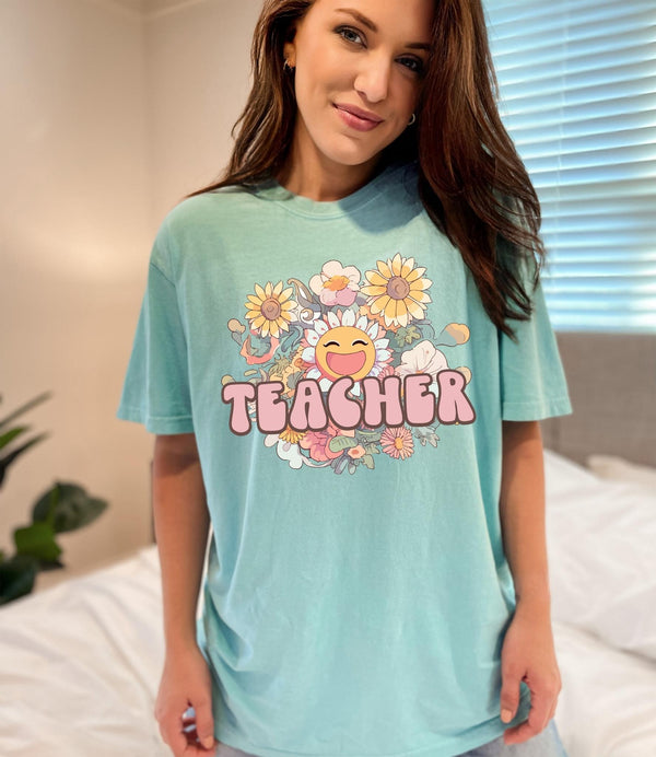 Teacher Flowers Smile Comfort Colors