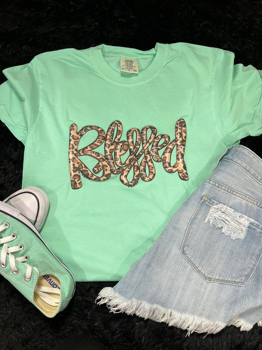 Blessed Leopard Puff Comfort Colors