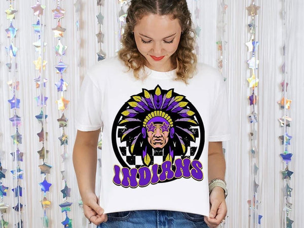 Indians Purple Mascot Short Sleeve