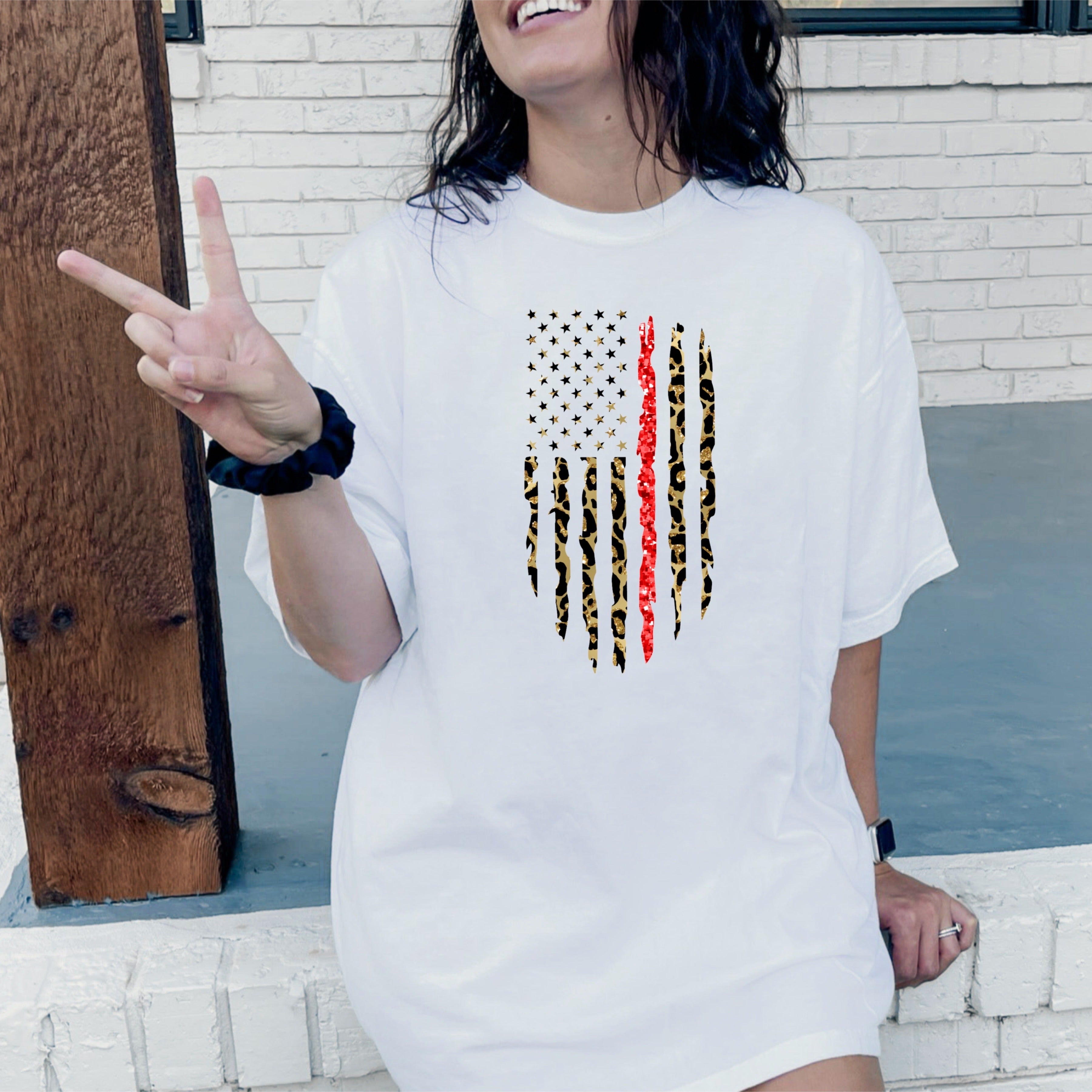Leopard Red Line Flag Short Sleeve