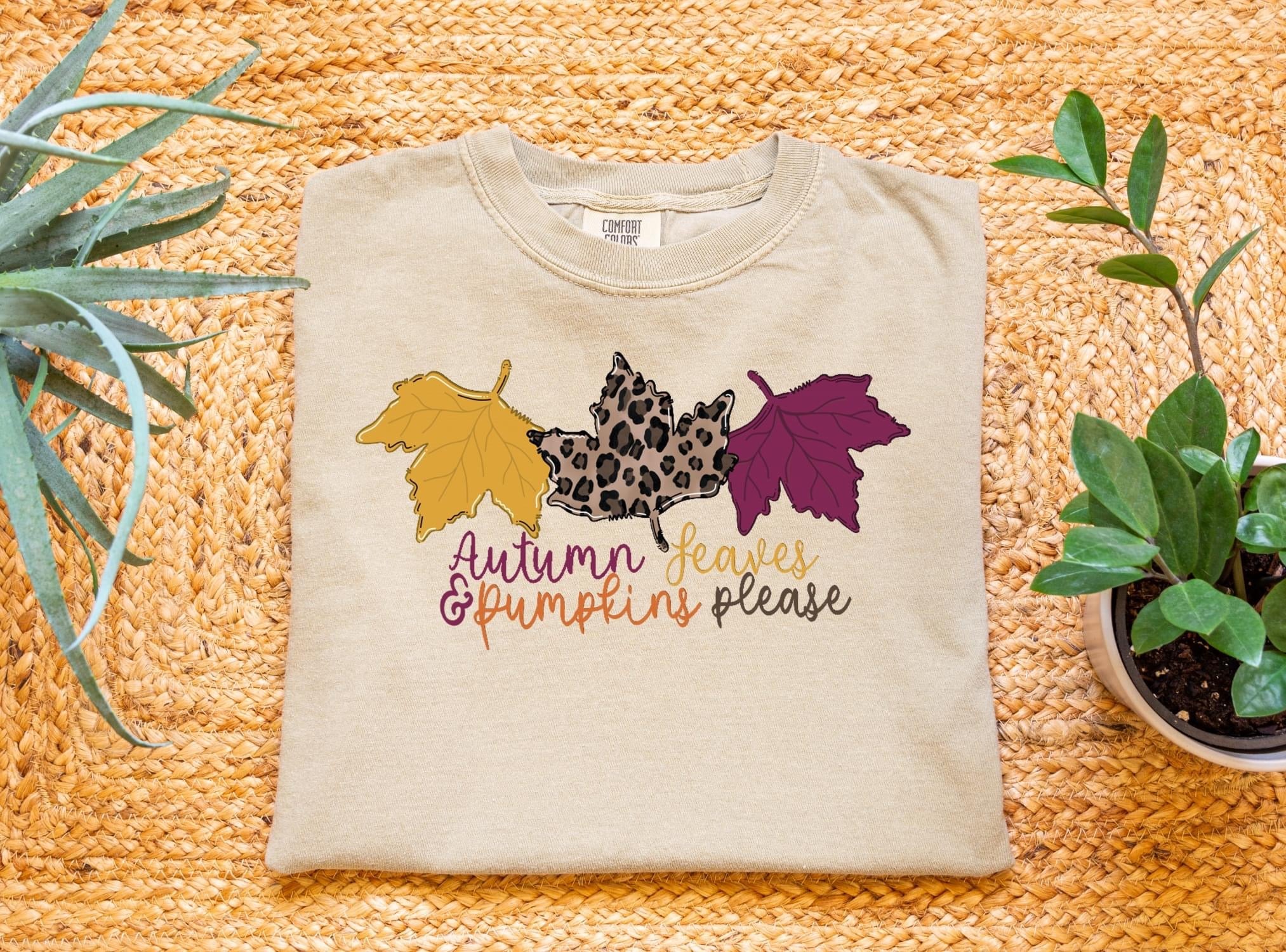Autumn Leopard Leaves Comfort Color