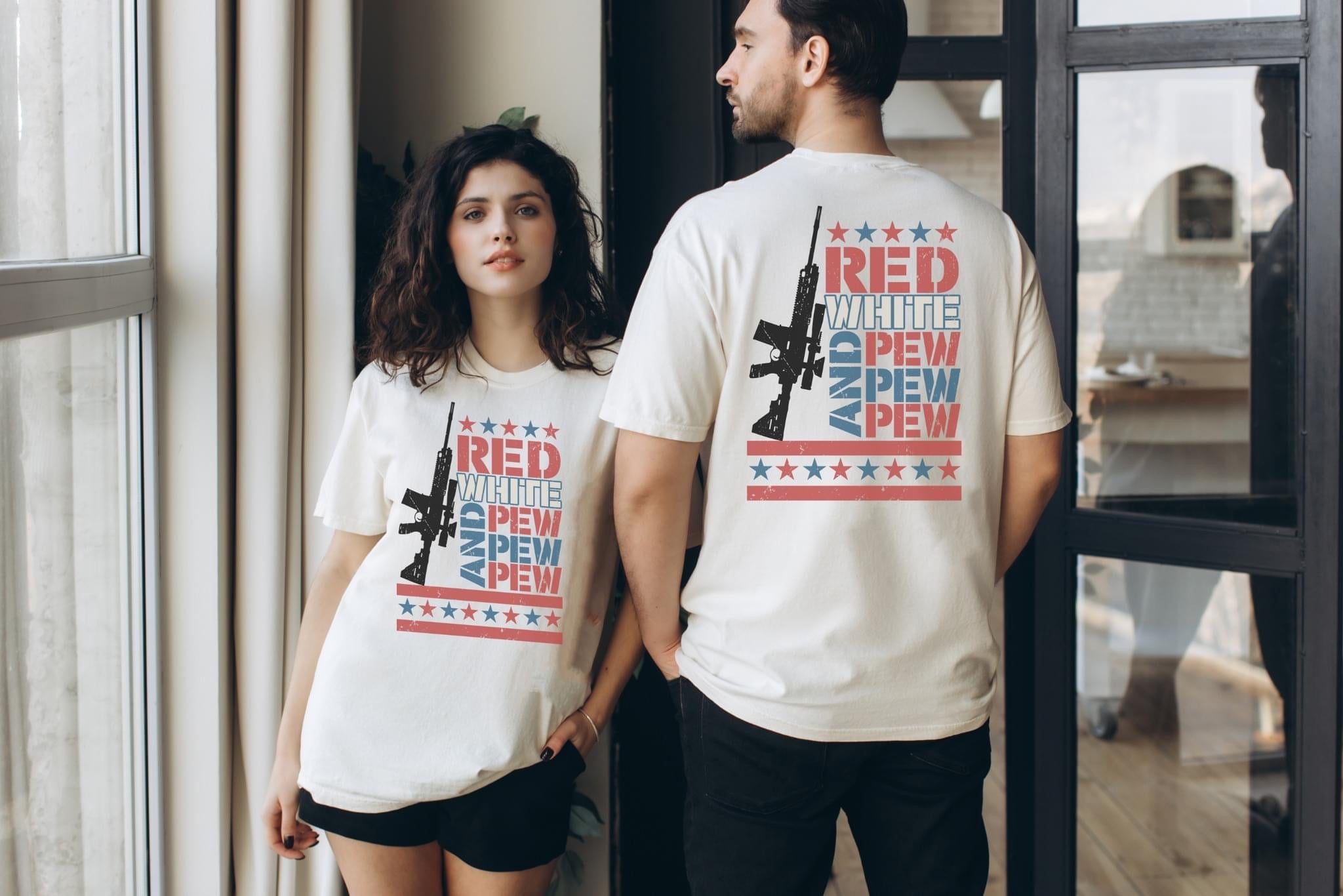 Red White And Pew Pew Back Print