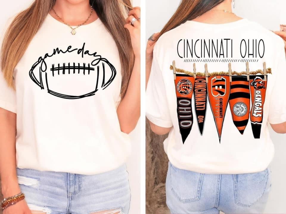 Cincinnati Ohio Bengals Pennant Flags Comfort Colors
