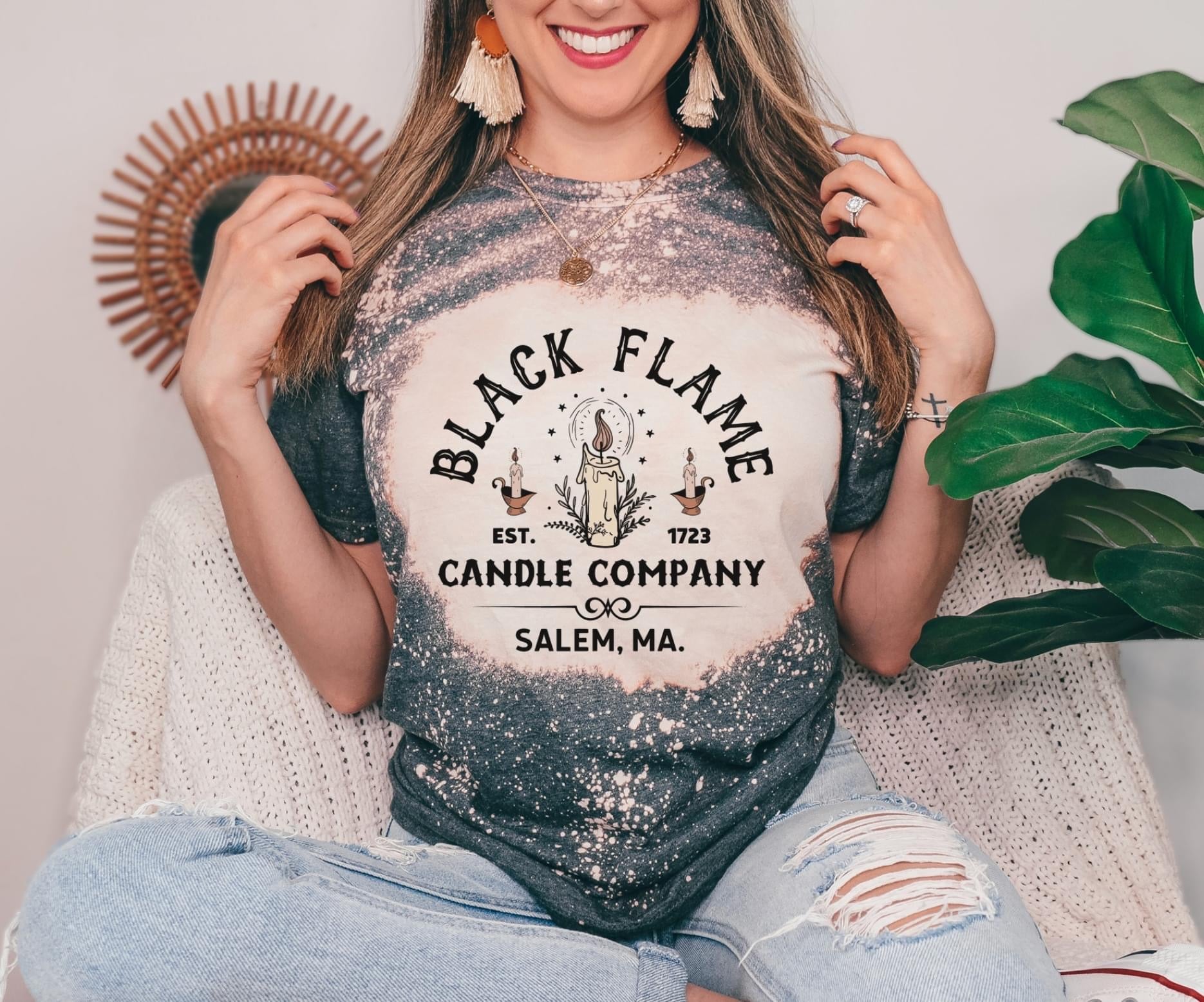 Black Flame Candle Company Short Sleeve Bleached
