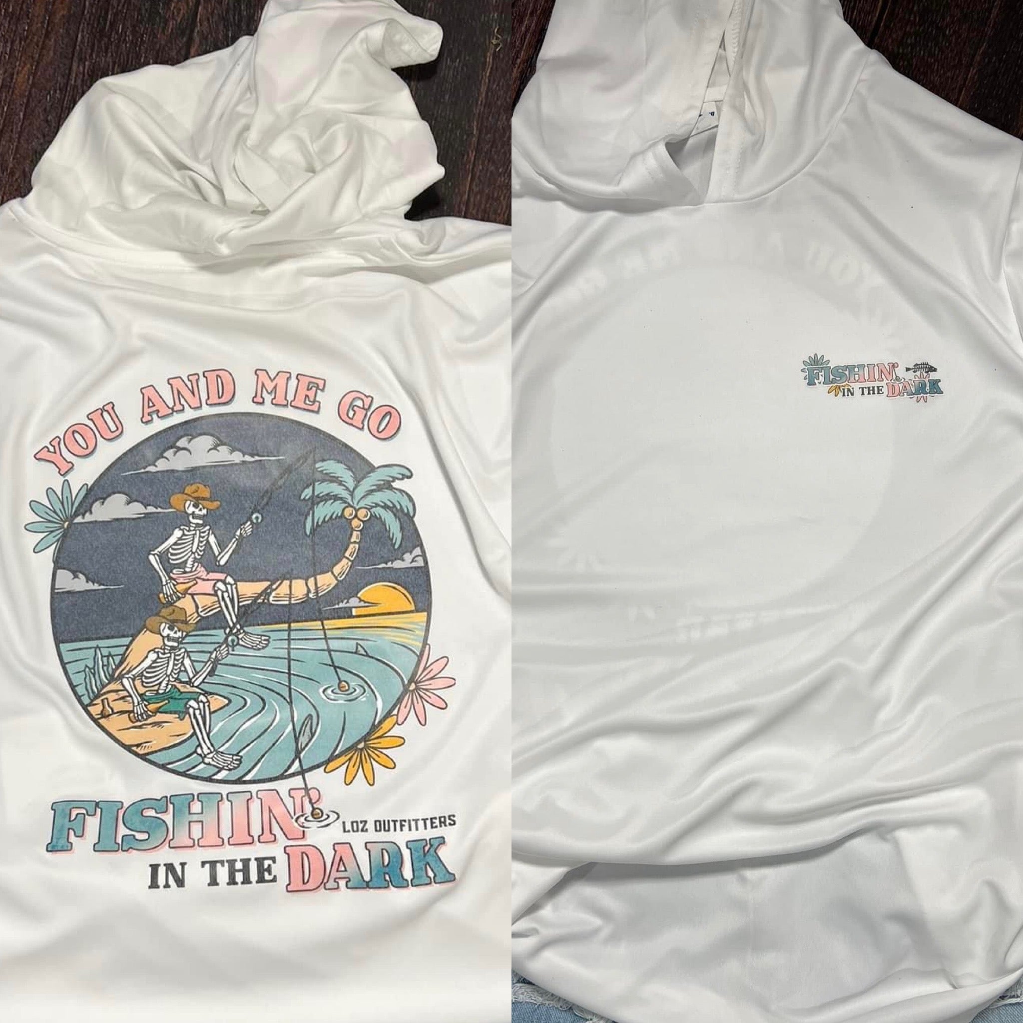 Fishing In The Dark Glow In The Dark Hooded Dryfit TEe
