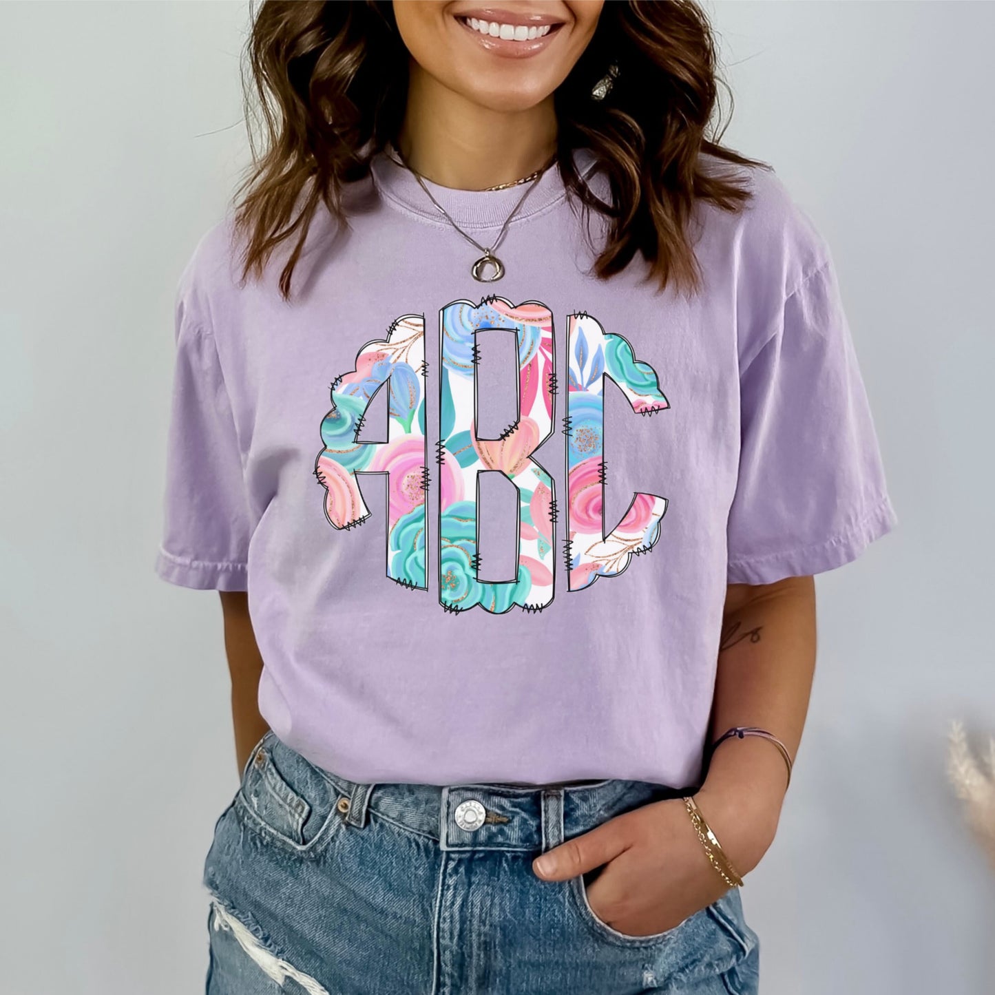Watercolor Floral Initials Comfort Colors Youth