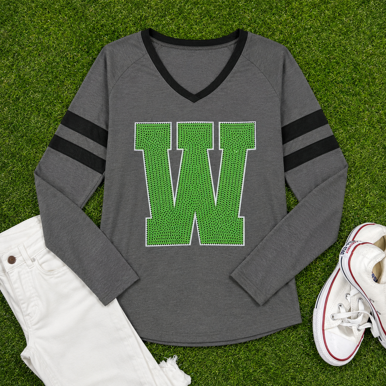Spangle varsity jersey - grey/white