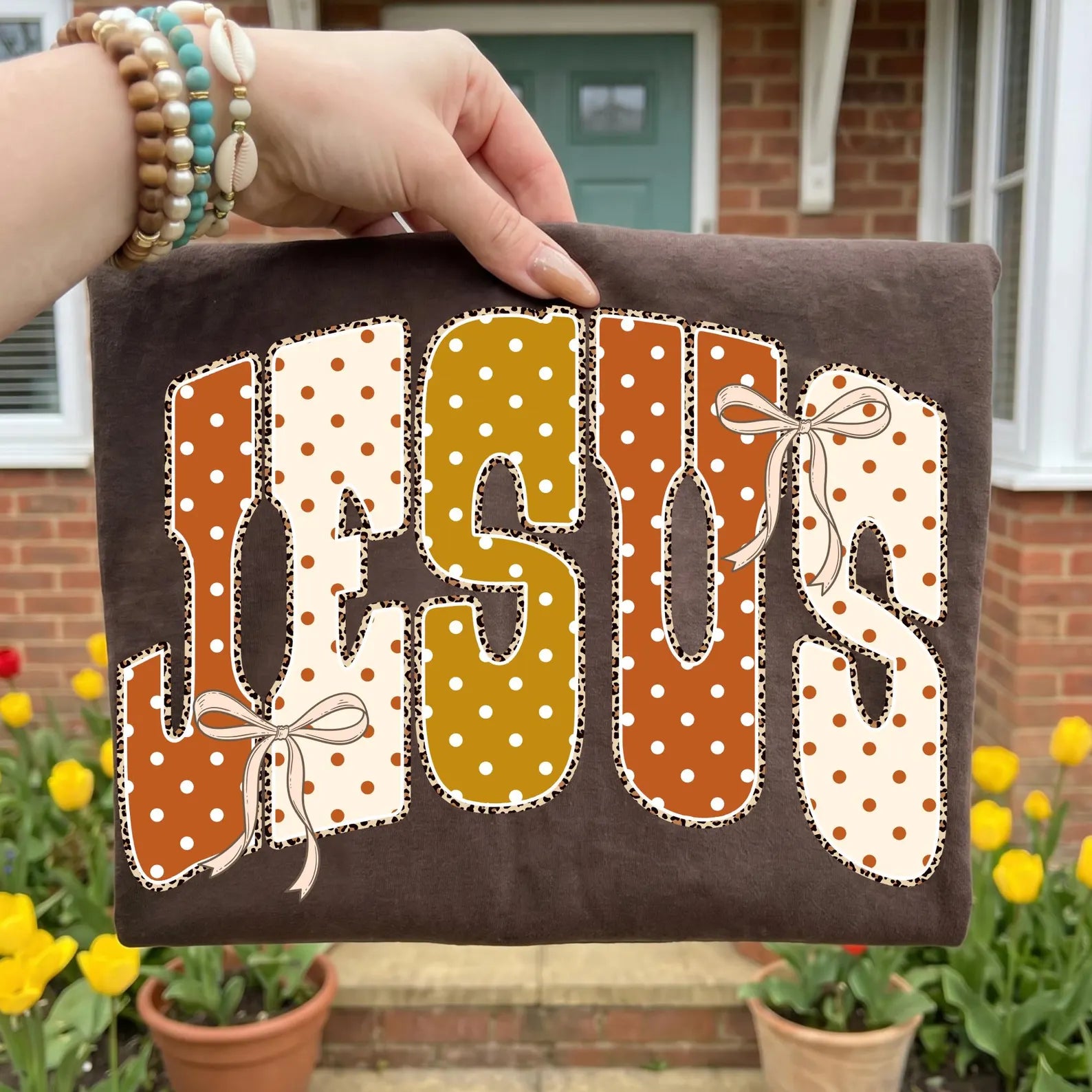 Jesus polka dot leopard tee