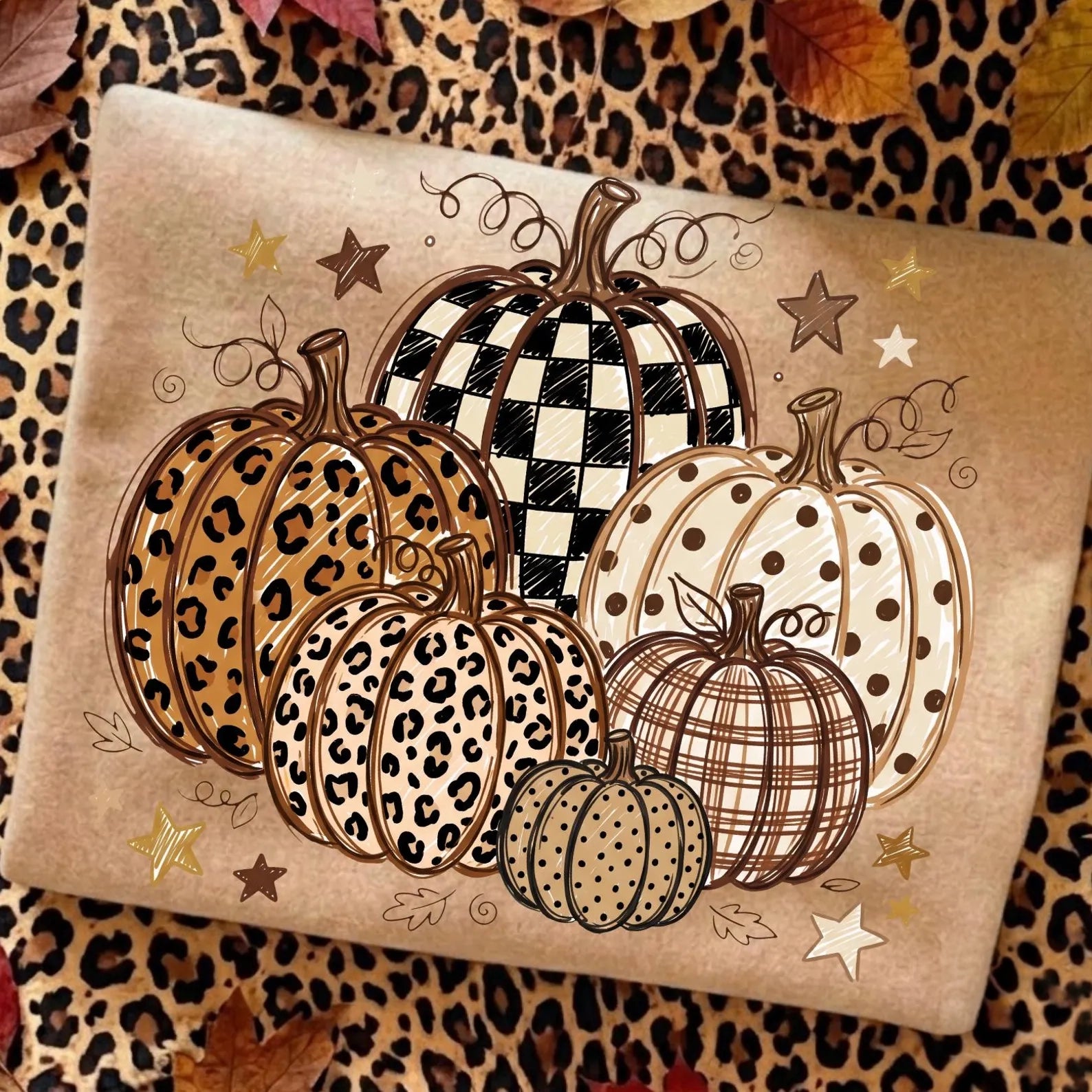 Leopard pumpkin patch tee