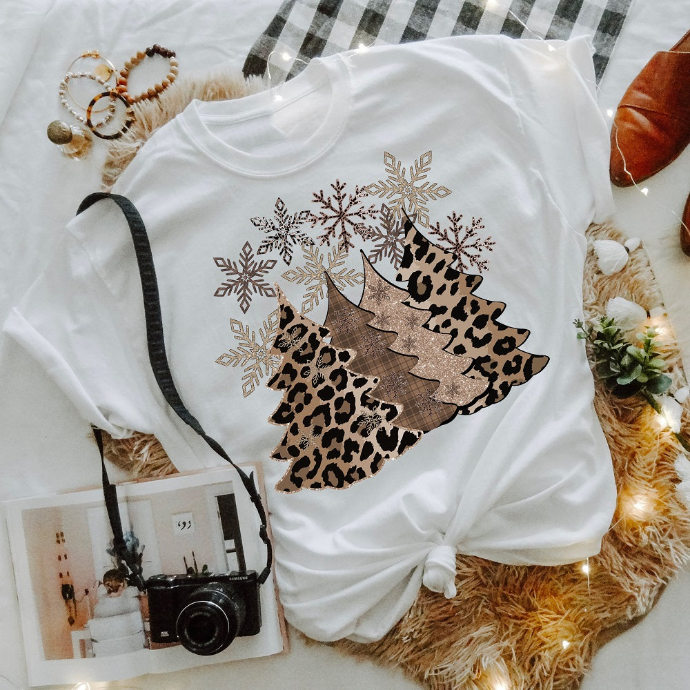 leopard glitter christmas trees Long Sleeve