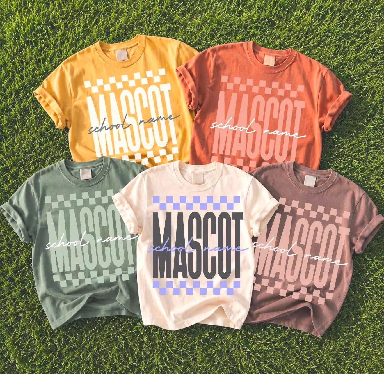 Custom Checkered Mascot + Script Tee