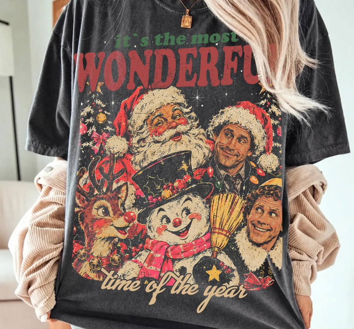 It's the Most Wonderful Time of the Year Christmas Collage printed apparel mockup