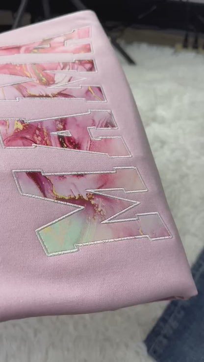 Mama Pink Marble Embroidery