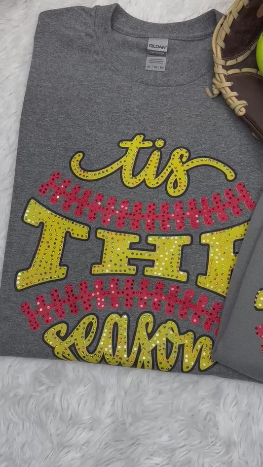 Tis the Season Softball Spangle Tees Comfort Colors