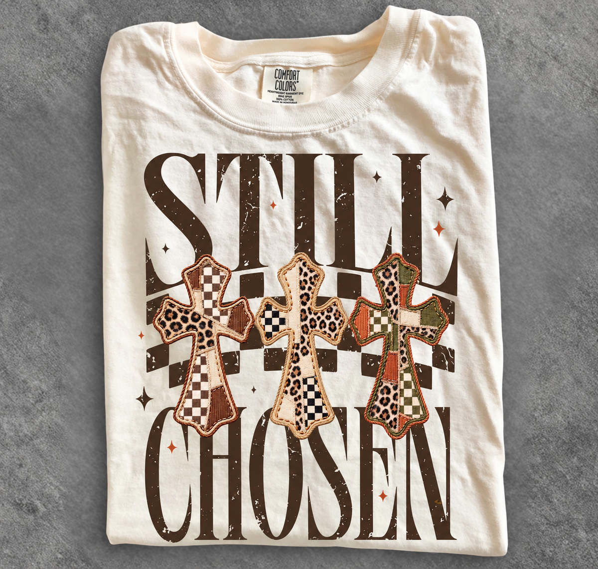 Still Chosen Patchwork Crosses printed apparel