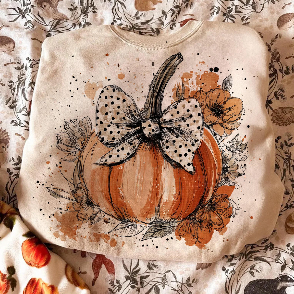 Watercolor Pumpkin Bow