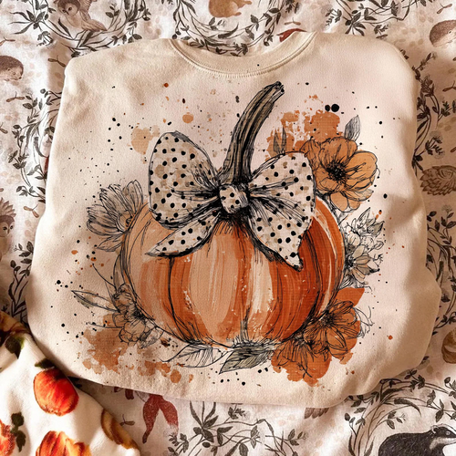 Watercolor Pumpkin Bow