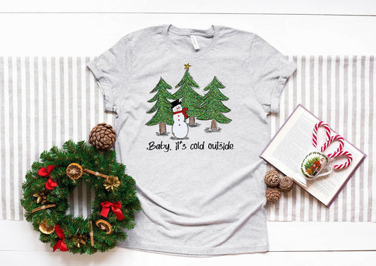 Baby It's Cold Outside Snowman and Trees