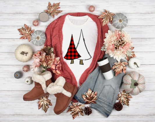 buffalo plaid tree white