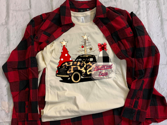 christmas leopard truck short long sleeve shirts