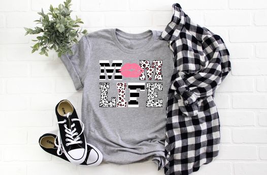 mom life cheetah print kissing lips