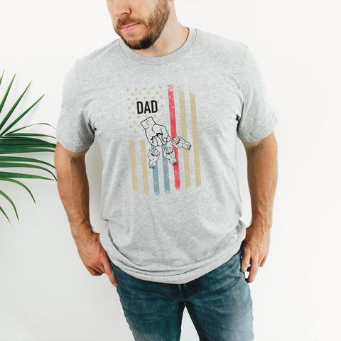 3 Hands Dad Flag Tee Fathers Day