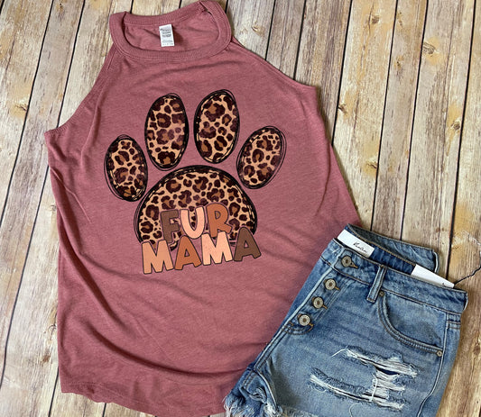 fur mama distressed tank