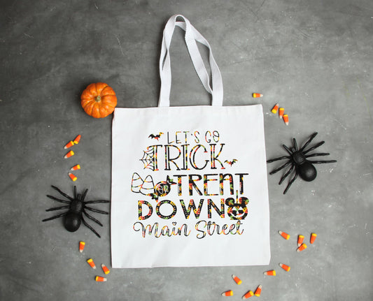 lets go trick or treat down main street tote