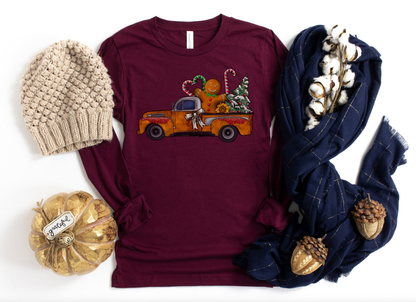 Christmas Gingerbread Truck Long Sleeve Tee
